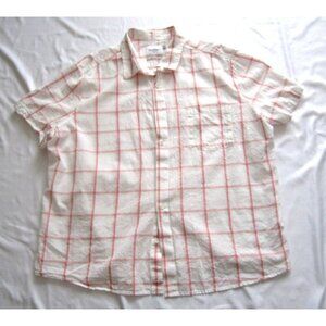 Men's Goodfellow & Co Linen Blend Slim Plaid Short Sleeve Shirt Sz XL (MT510)